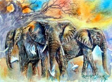 Elefanten afrikanisch Ölgemälde